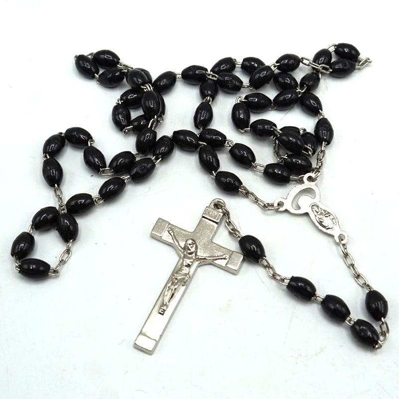 Autom Rosary Beads Black Plastic made in Italy