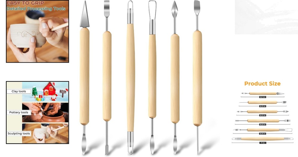 6 Pack Clay Tools Kit - Versatile Pottery & Sculpting Tools for Creatives
