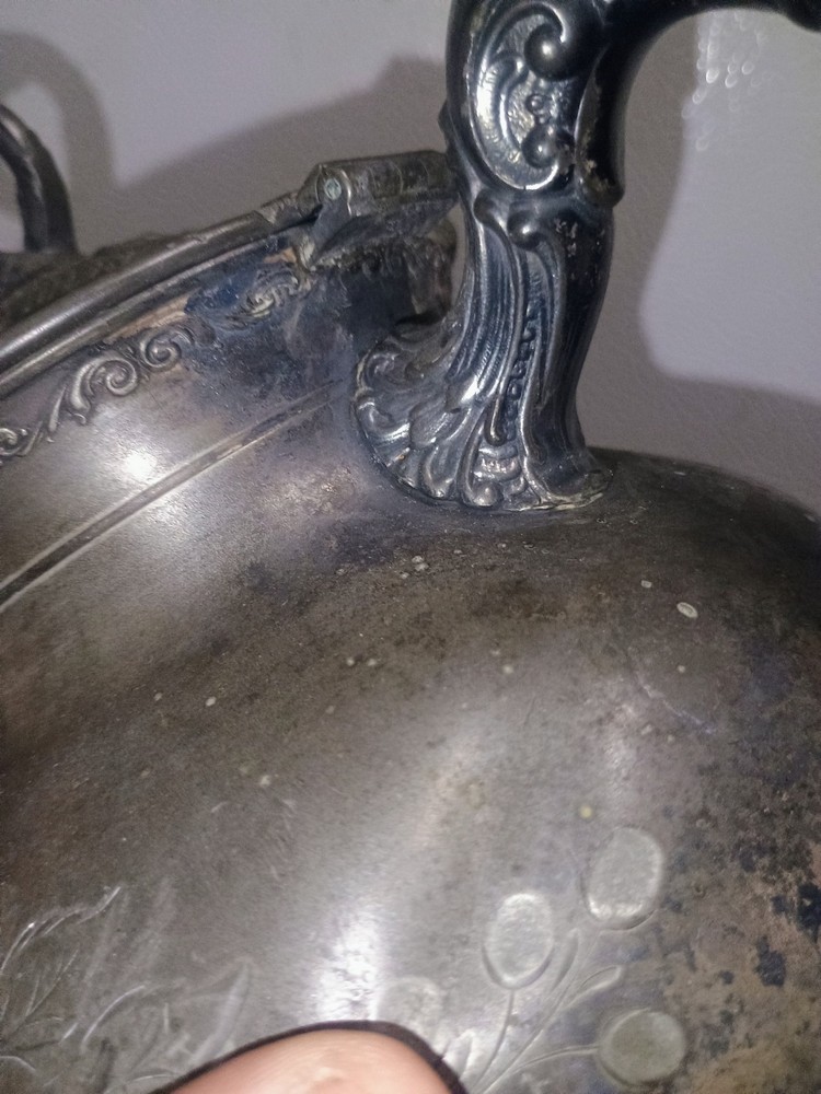Antique Homan Silver Co. Quadruple Plate Teapot Vintage - 1 Dent