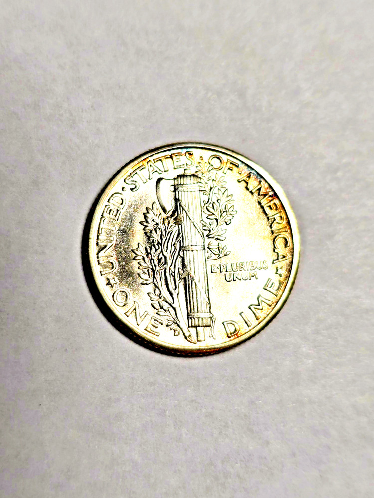 1945 D Mercury Dime, UNC with great luster, FB