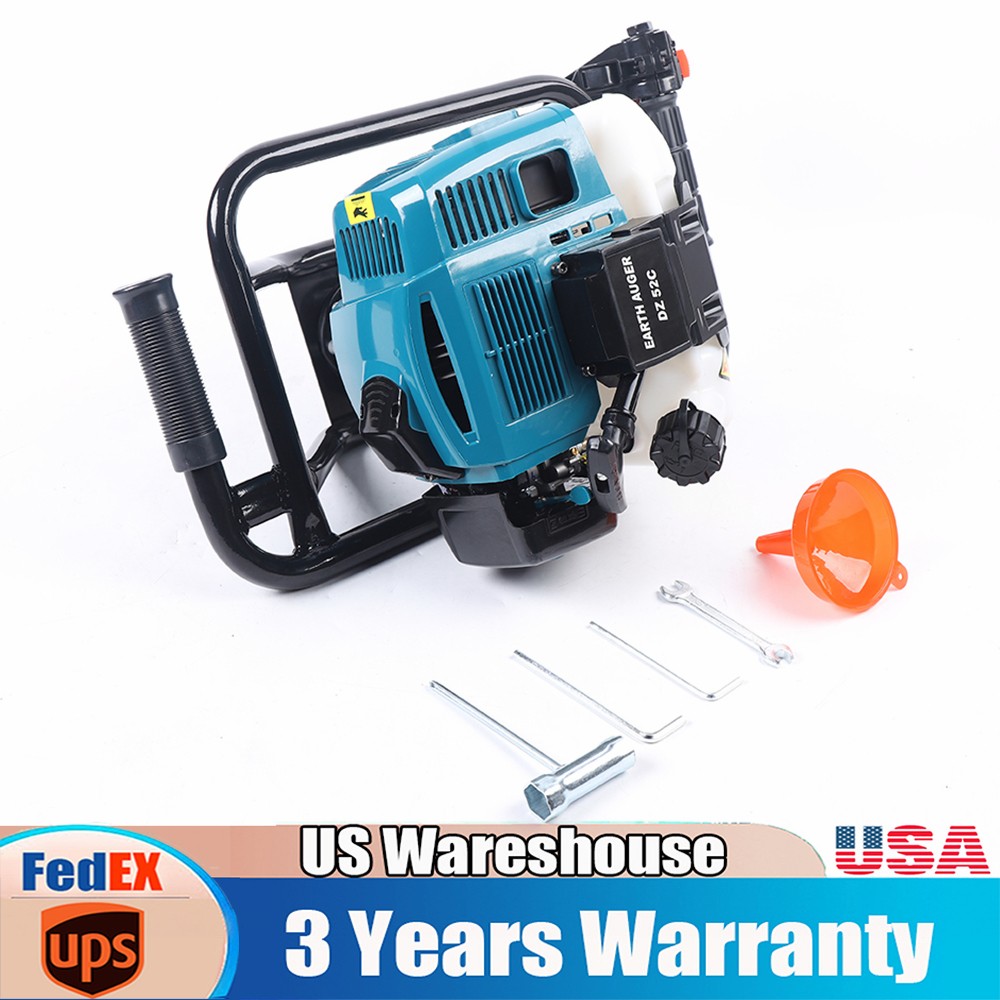 52CC Gas Powered Earth Auger Drill with 4" & 8" Bits for Easy Digging