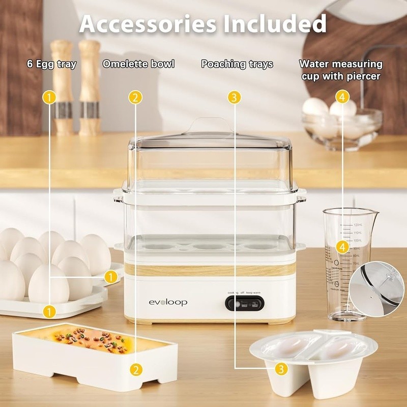 Multi Functional Stackable Egg Cooker Rapid Boil Poach Omelet Easy Clean New