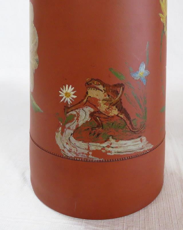 Prattware Earthenware Hand Painted Pitcher 9" Tall