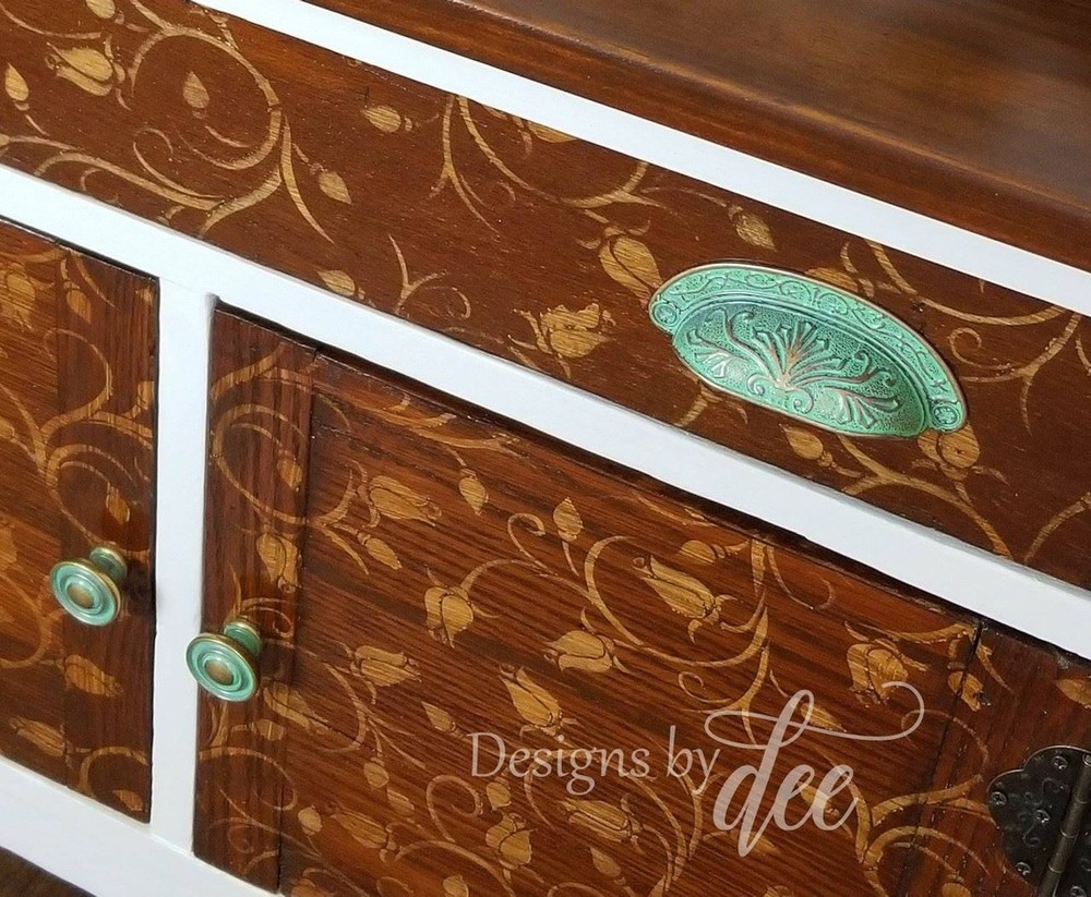 2-1/2" Baroque Scroll Work Design Cup Pull Verdigris