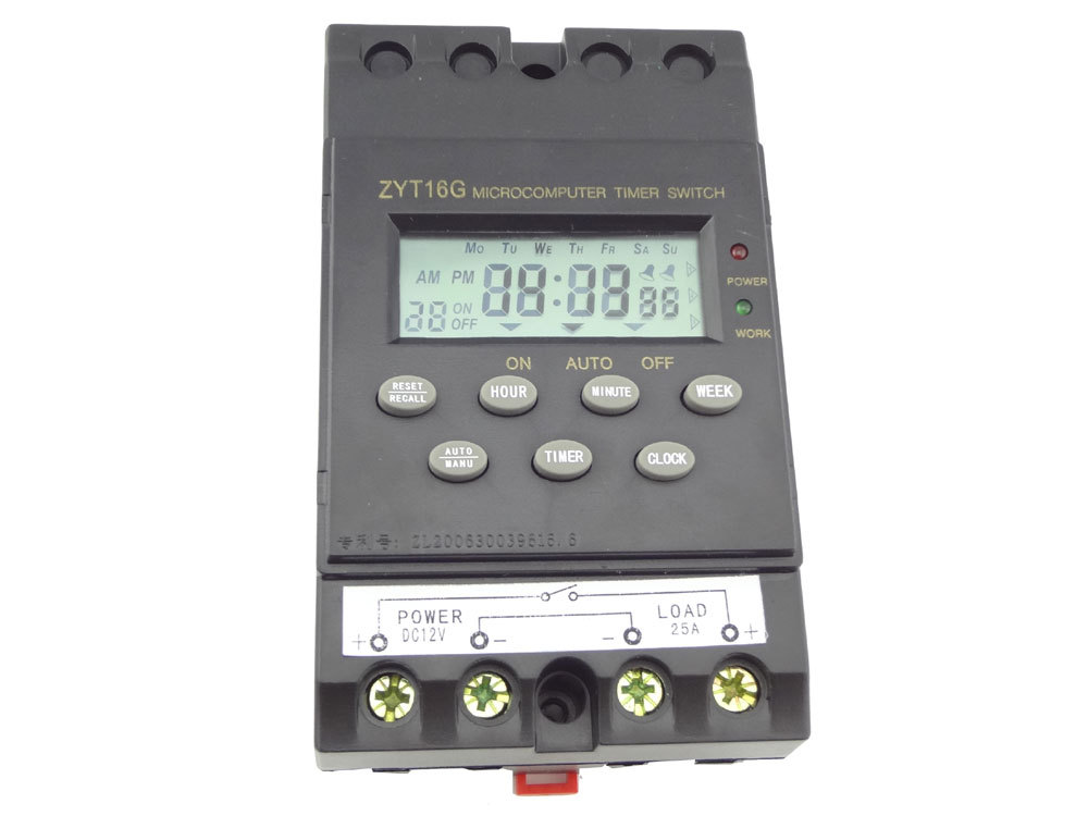 12V Timer Switch Timer Controller LCD display,25A amps program timer switch