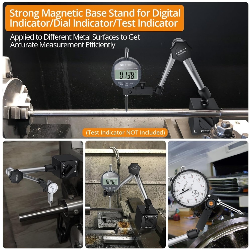 Magnetic Base Stand for Dial Indicator with Adjustable Arm and Stability Control