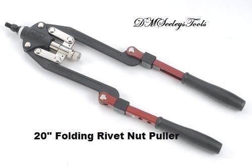 20" Long Arm Folding Handle Rivet Nut Tool Puller with Metric Mandrels