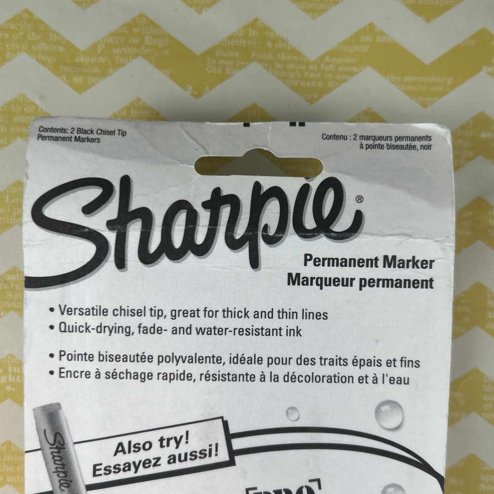 Sharpie Chisel Tip 2 Markers Permanent BLACK Ink Large Broad Marker 2-count