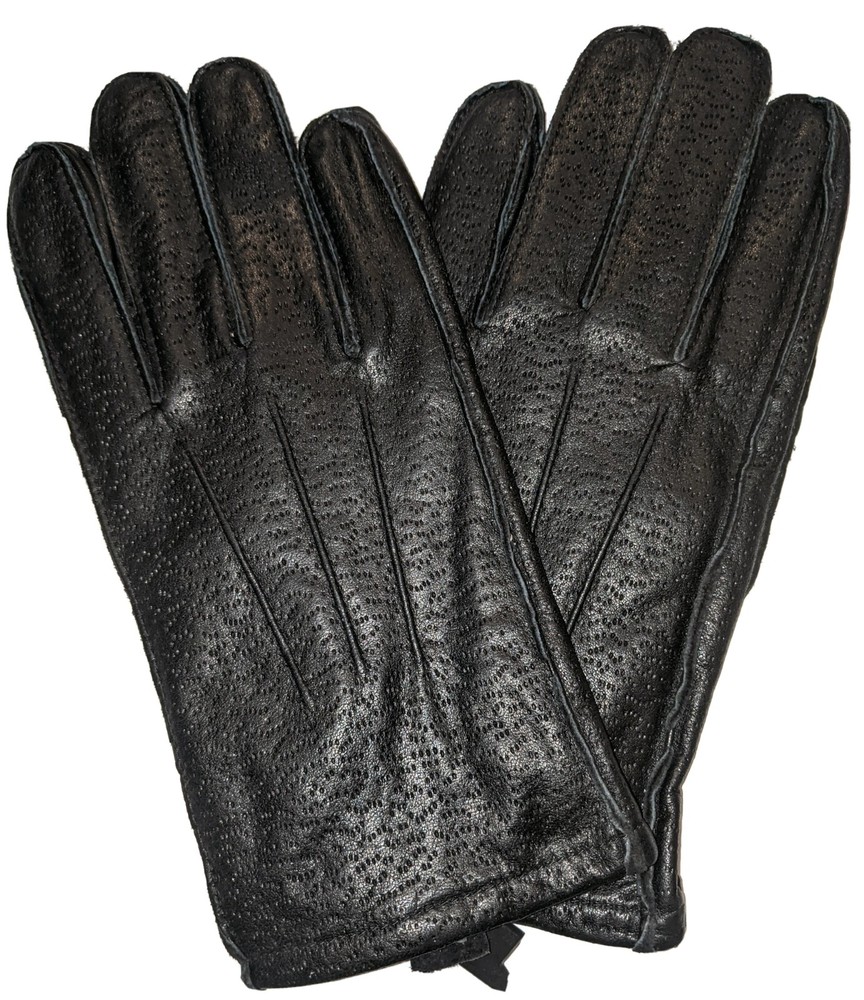 Men's Leather  Driving Gloves, Black, Medium.