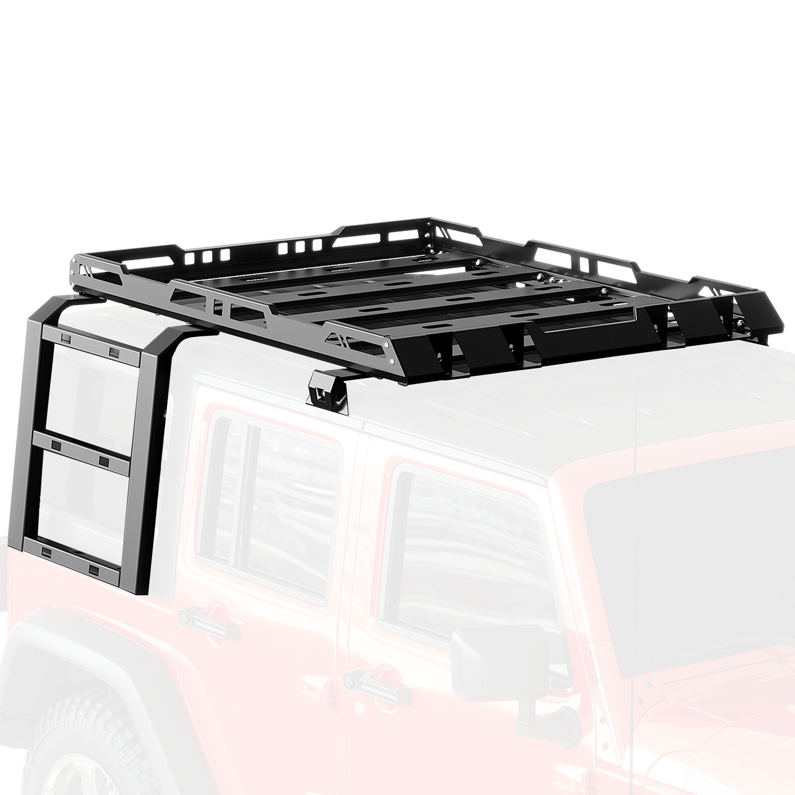 330LBS Roof Rack Cargo Luggage Carrier W/ Ladders For Jeep Wrangler JK 2007-2018