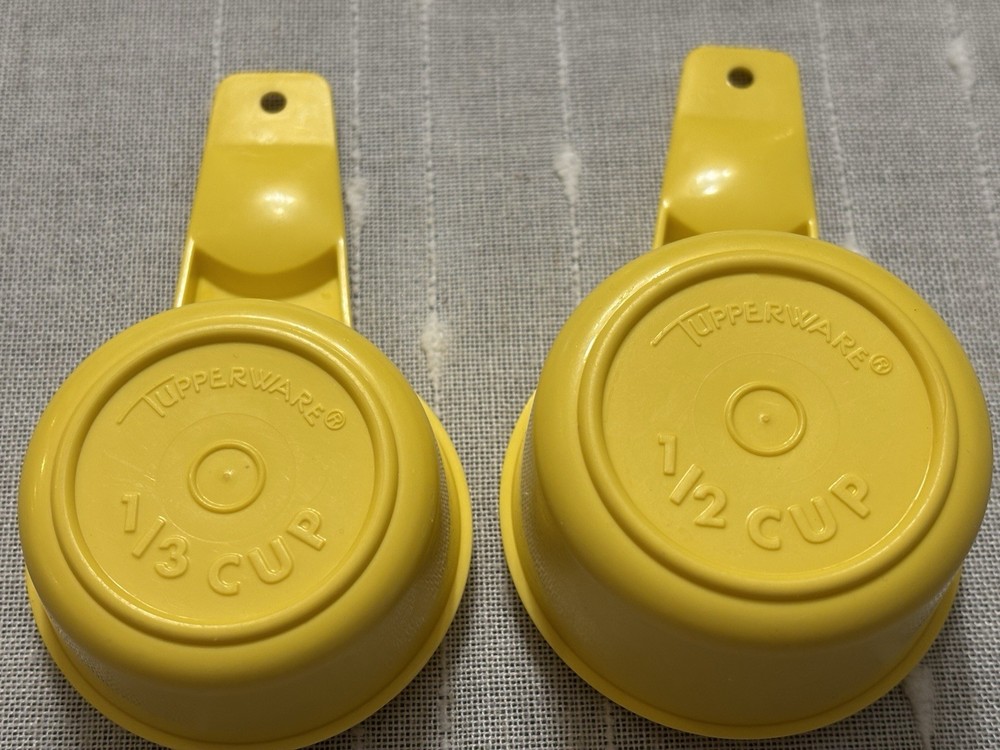 Vintage Tupperware Replacement Measuring Cups Yellow 1/3 & 1/2