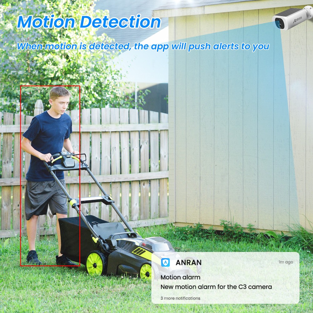 ANRAN Wireless Security Camera WiFi 3MP Solar Battery Audio Waterproof 2PACK
