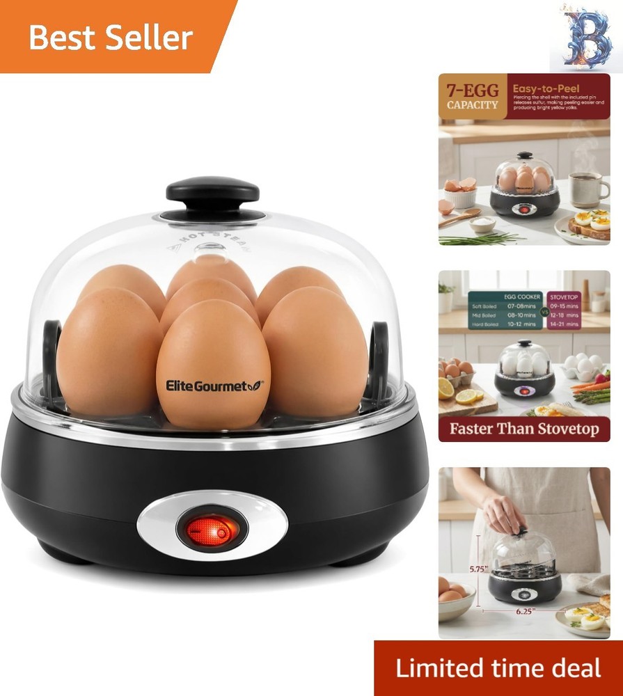 Compact Charcoal Grey Egg Cooker - Perfect for Soft, Medium, & Hard Boiled Eggs