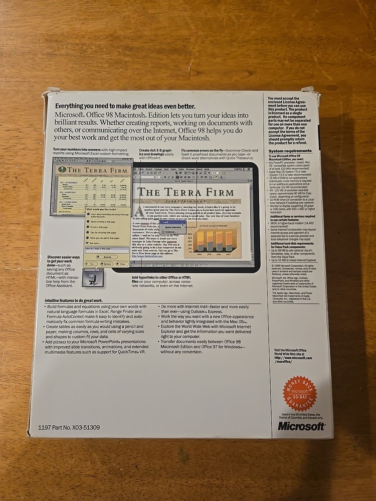 Microsoft Office 98 Macintosh Edition Complete W/Booklets - Untested