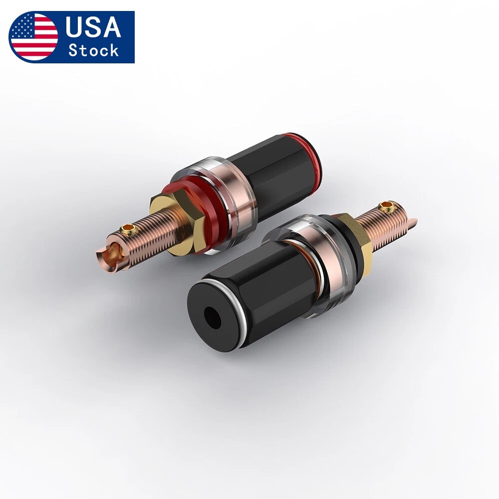 4Pcs Red Copper Plated Binding Post 4mm HiFi Banana Female Speaker Amp Terminal