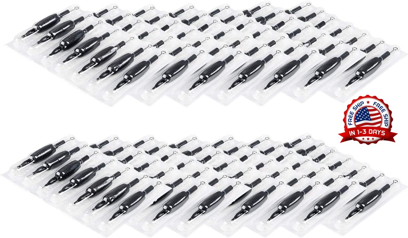 100 Piezas De Agujas Y Tubos Desechables Para Tatuajes 3/4 Grip Rl / Rs / M1