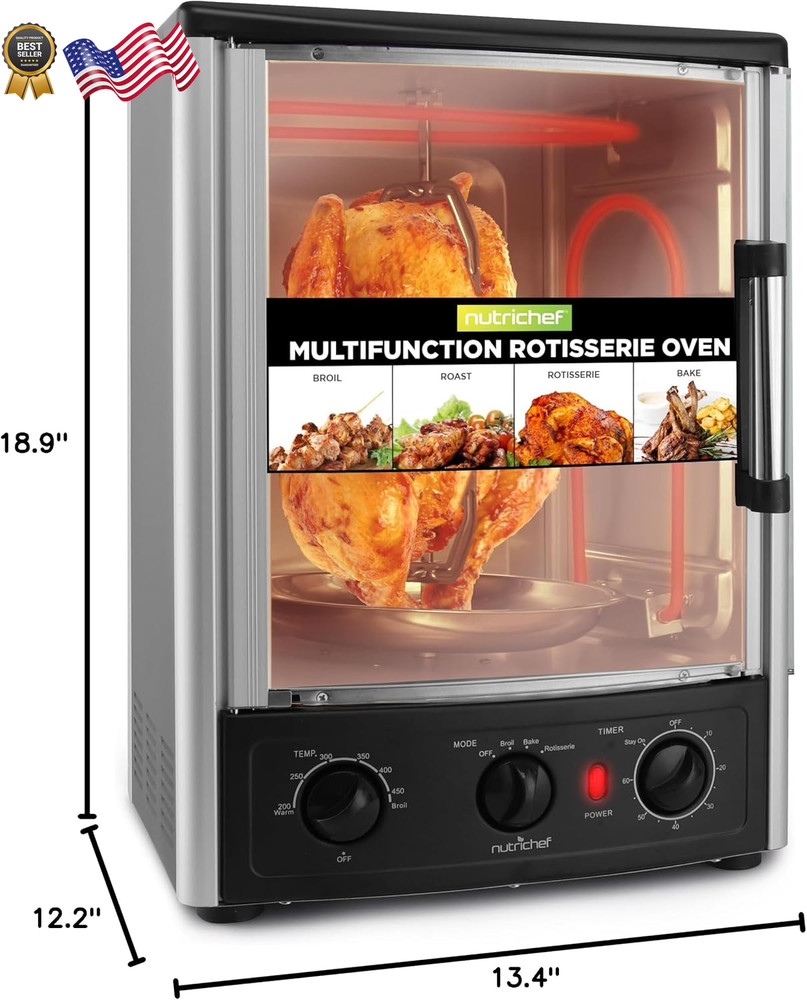 Countertop Oven 24 Quart Vertical Glass Door Convection Oven Multi-Function