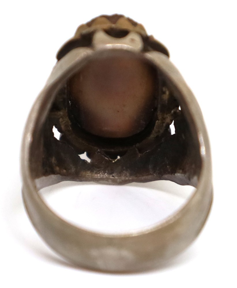 Ancient one eye dzi agate 925 silver ring