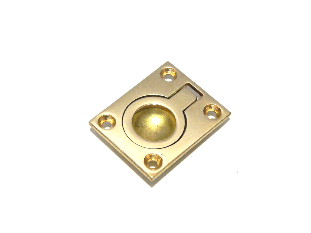 Ring Drawer Pulls Brass Half Mortise for Boxes Doors