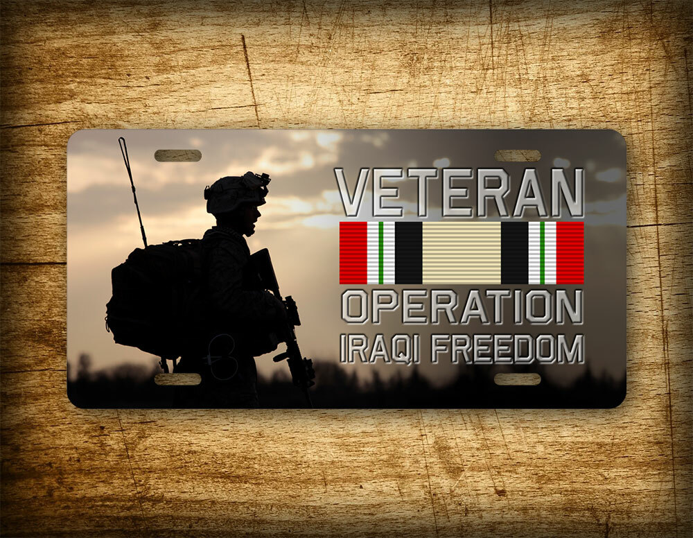 Operation Iraq Freedom Veteran License Plate/ US Military Army Auto Tag