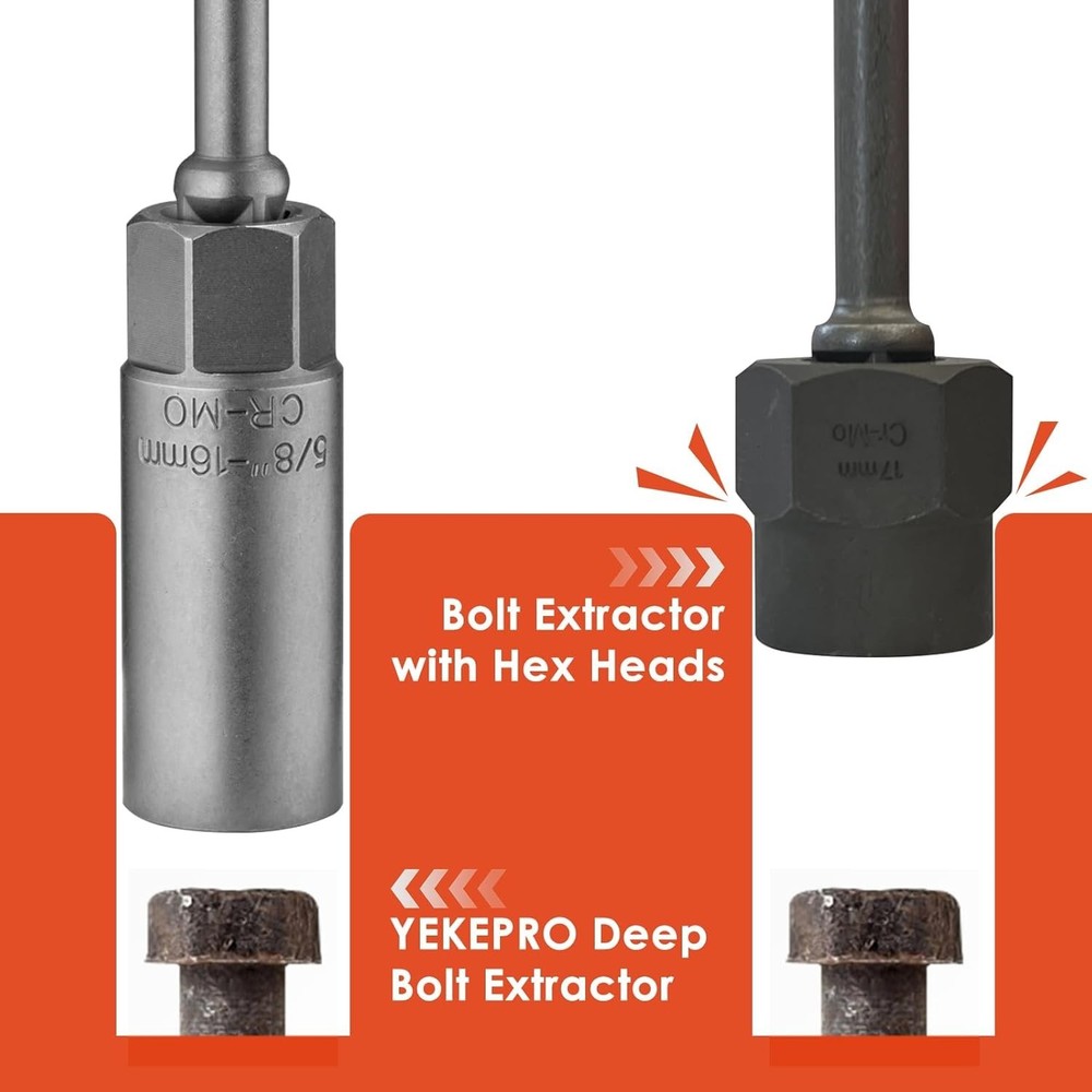 16pcs 3/8" Deep Well Bolt Extractor Set Spark Plug Removal Extraction Socket