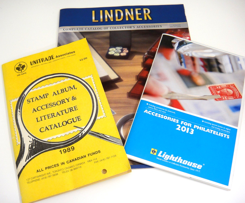 Philatelic Supply Catalogs Lot of 3 Lindner Unitrade Lighthouse Stamp Collecting