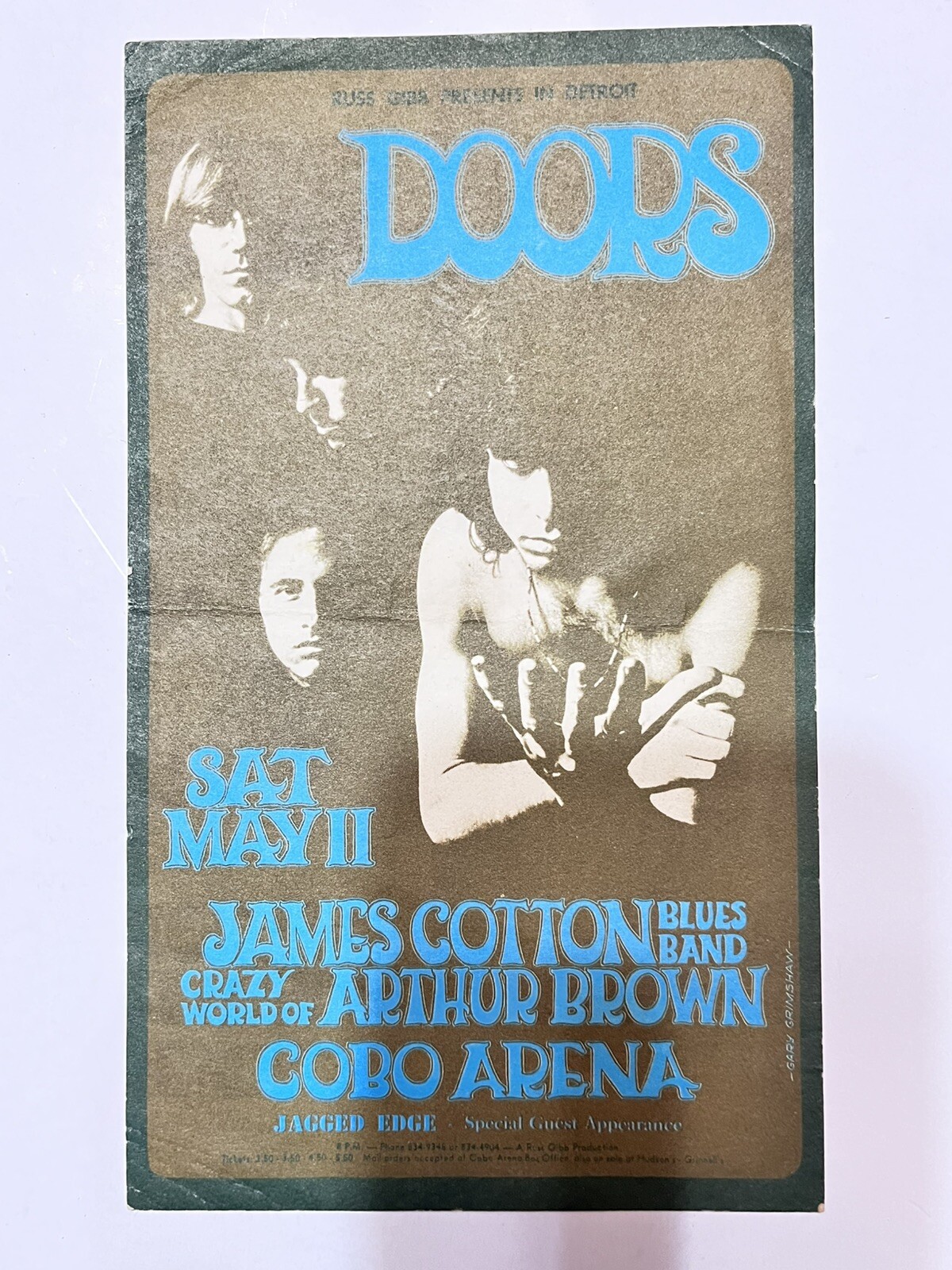 Original Vintage Handbill/Postcard Grande Cobo Arena Doors Arthur Brown & More