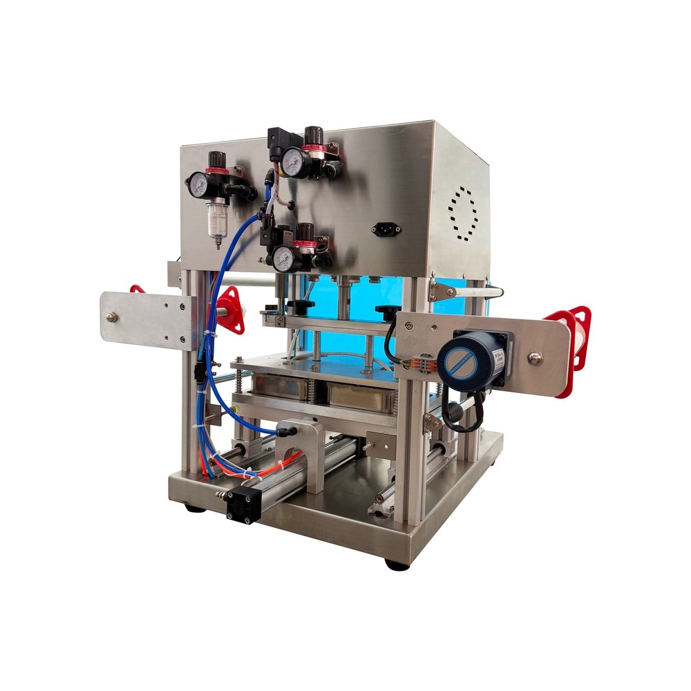 110V Automatic Pneumatic Lunch Box Sealer Nitrogen Sealing Machine 2-Box Tray