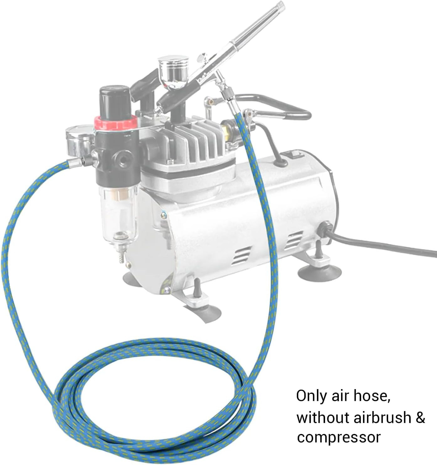 HUBEST 6Ft Braided Airbrush Air Hose with 1/8 Inch to 1/4 Inch Adapter - Nylon B