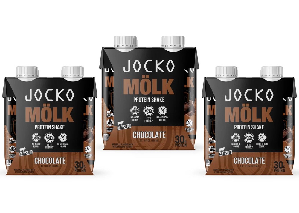 (3 pack) Jocko Fuel Protein Shake, Chocolate, 11oz, 4 Count 30g Protein
