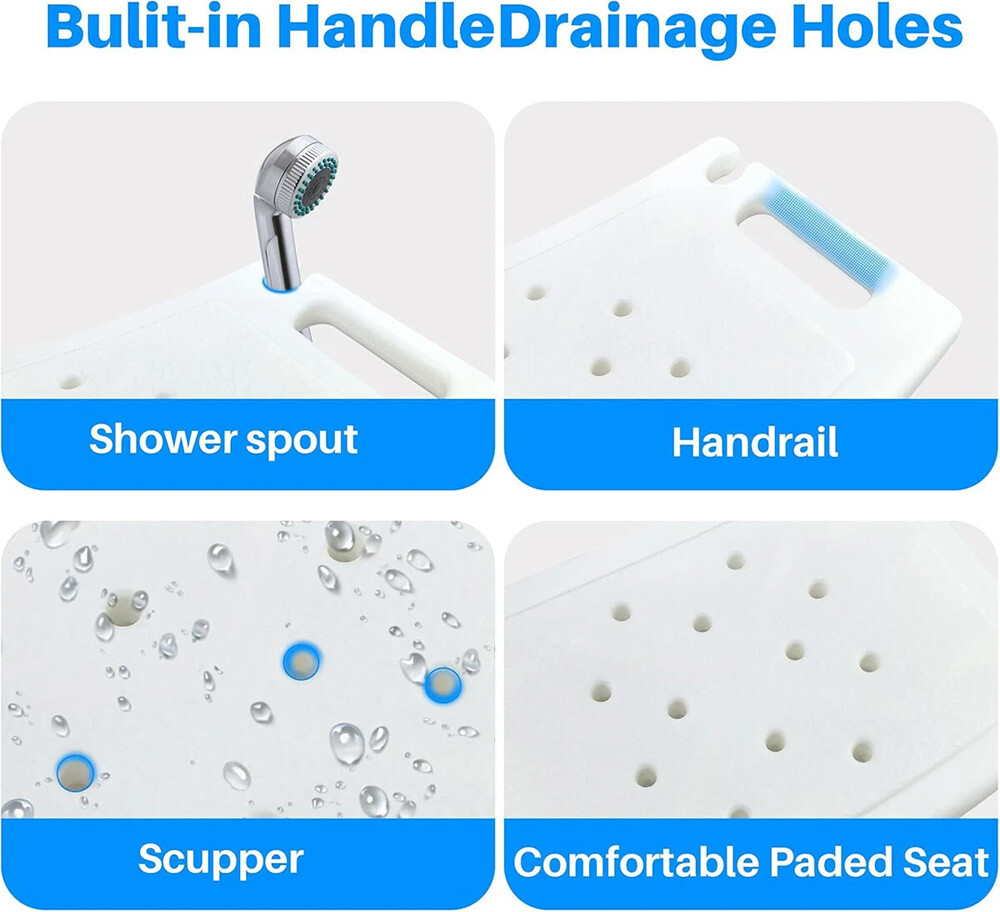 Shower Chair Seat 350lb Bath Stool Padded Height Adjustable Bathtub Seat Bench