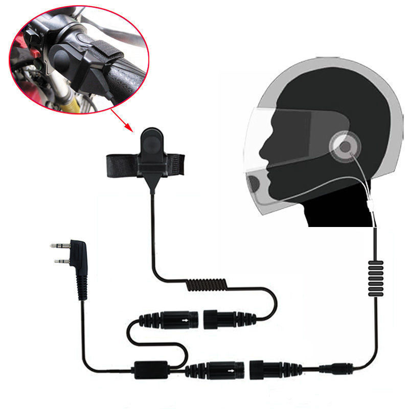 2 PIN Full Face Helmet Motorcycle Race Headset For Baofeng Kenwood Walkie Talkie