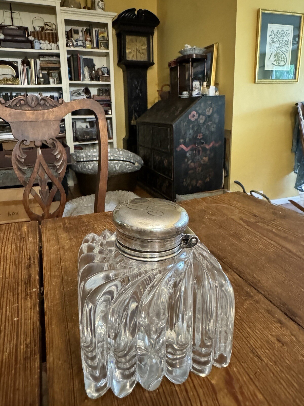 19th Century Tiffany & Co Sterling Silver and Cut Crystal 3.75” Inkwell and Cap