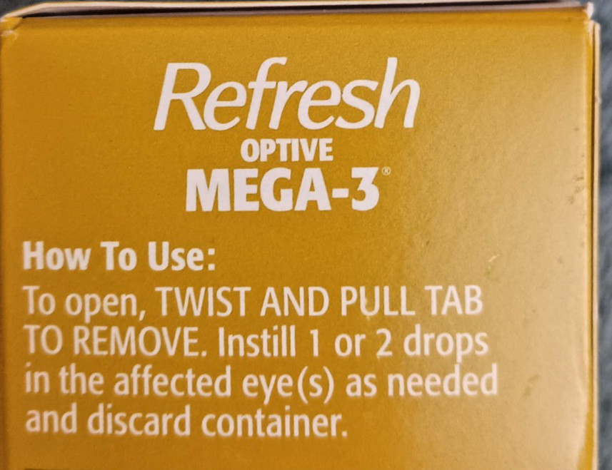 2 PACK Refresh Optive Mega-3 Lubricant Eye Drops 30 Vials each Exp 09/2026