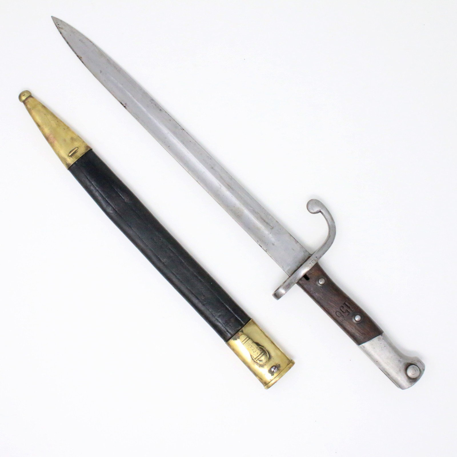 Argentine M1909 Mauser Bayonet Hooked WKC Solingen Matching # Leather Scabbard A