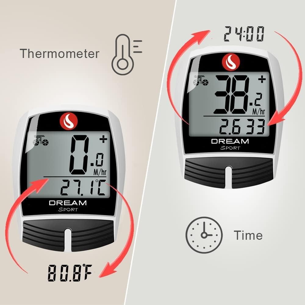 DREAM SPORT Bike Computer 16-Function Waterproof Bicycle Speedometer & Odometer