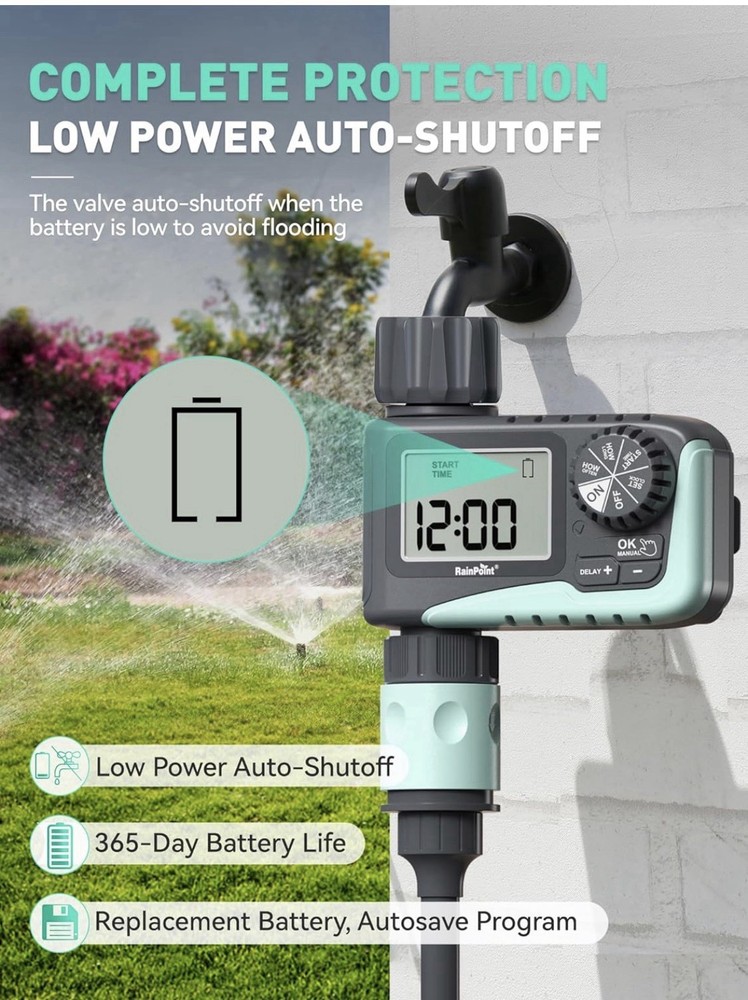 RAINPOINT Sprinkler Timer, Programmable Water Timer for Garden Hose,