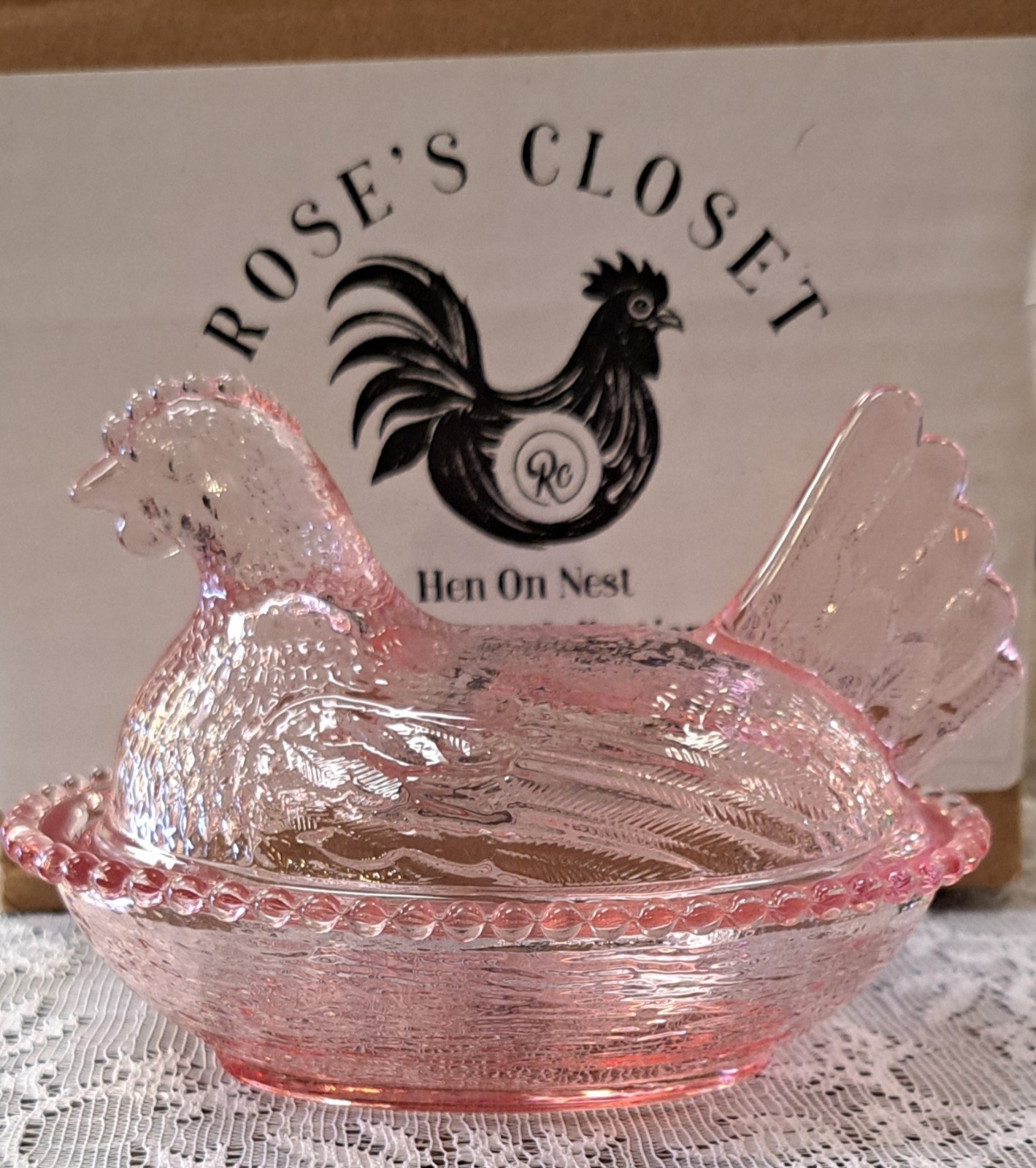 Set of 6 Hen On Nest, COMPLETE SET of Rose's Closet w/ Box, Small Indiana Style