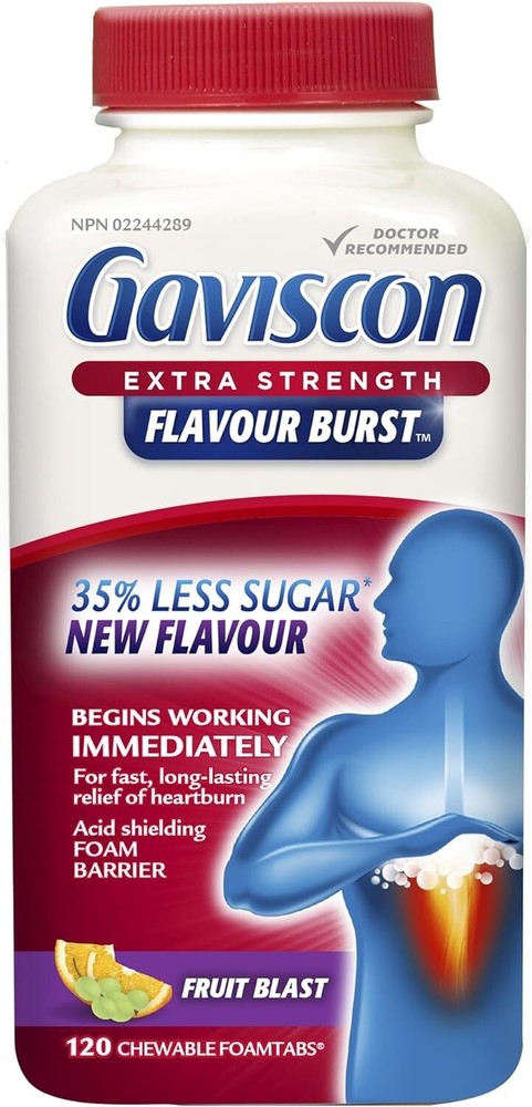 GAVISCON Extra Strength Flavour Burst Fruit Blast 120 Chewable FoamTabs Long Exp