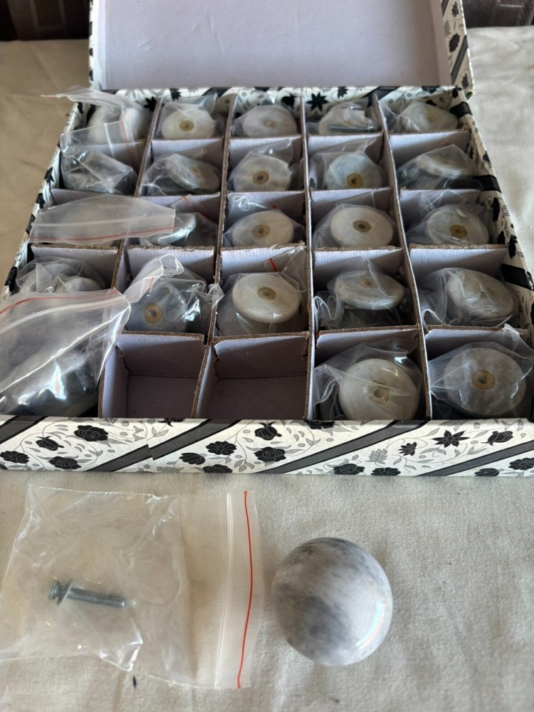 (24) NEW Kitchen cabinet drawer knobs Handle door pull real marble GRAY DK11