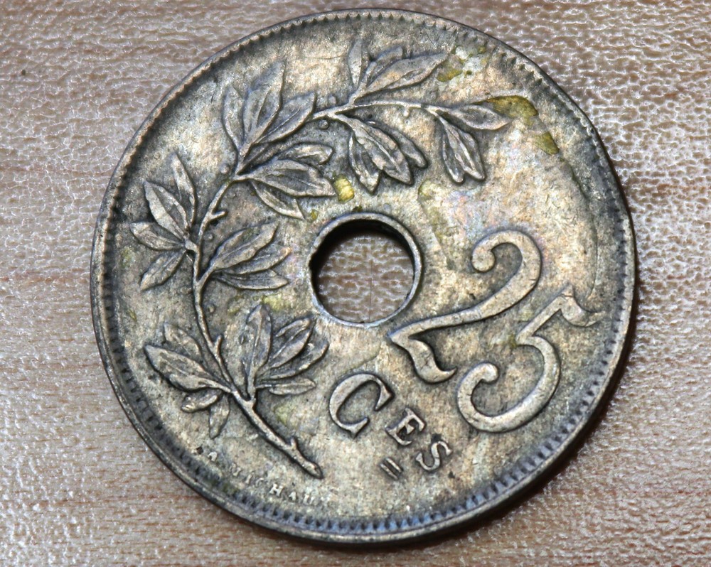 1921 Belgium 25 Centimes Dutch text