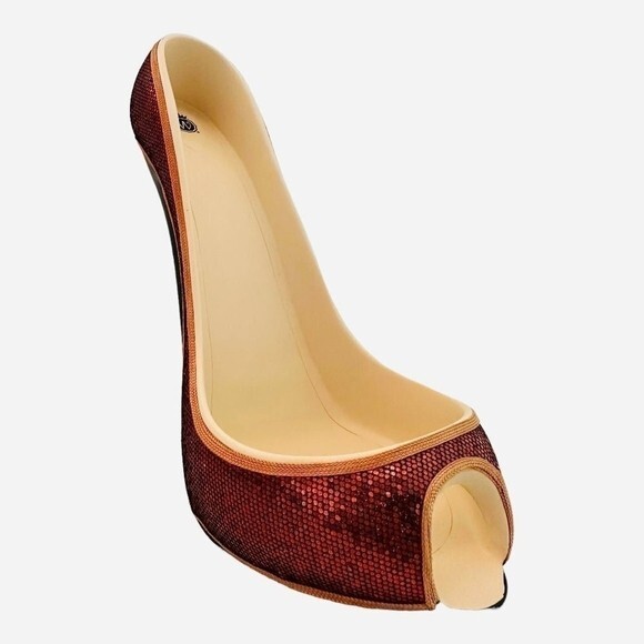 Wild Eye Designs Orange Sequin High Heel Wine Bottle Holder Shoe Display