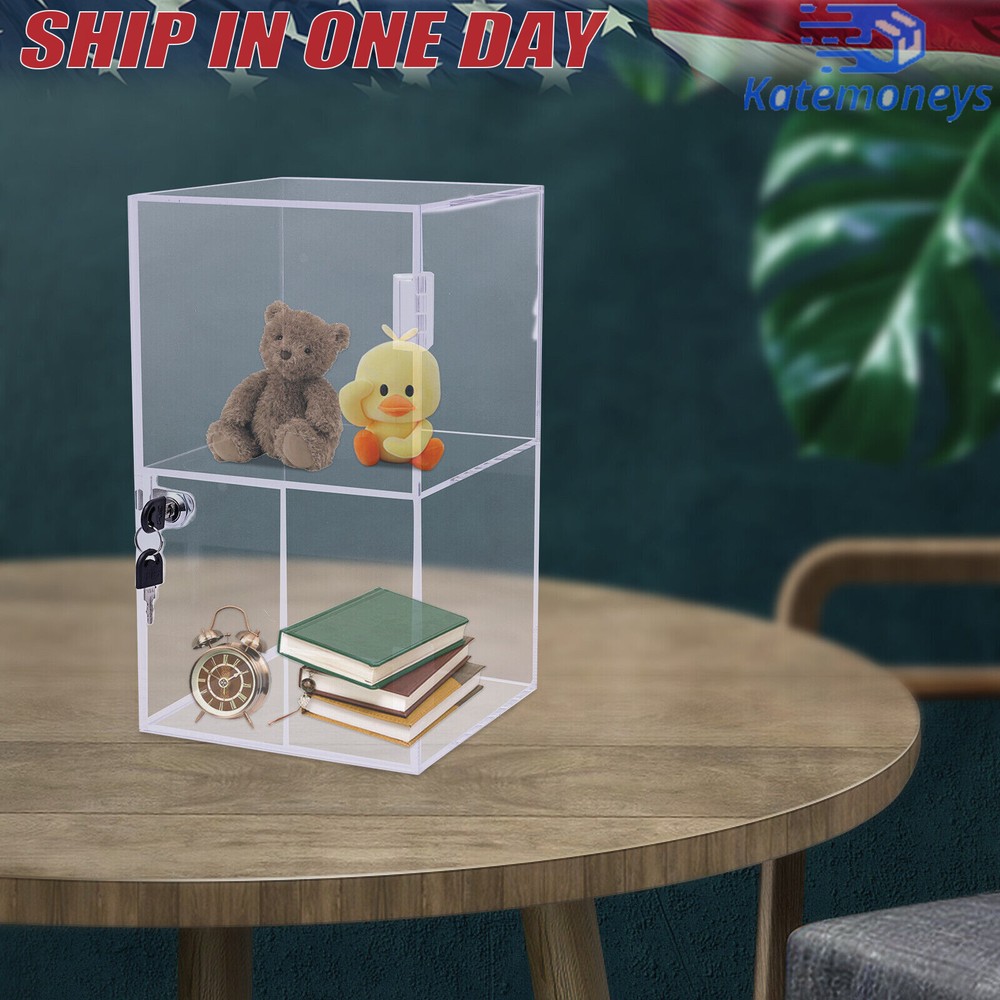 2-layers Countertop Display Case 20*20*35cm Locking Security Showcase Cabinet US