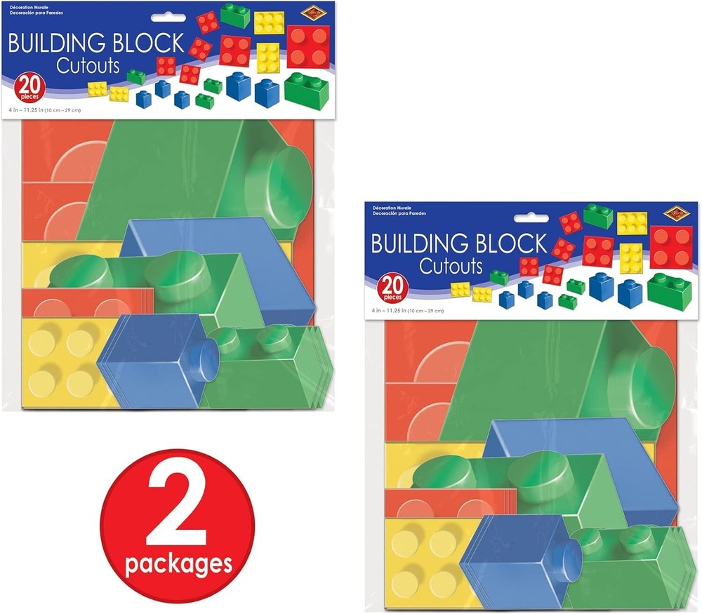 Beistle 40 Piece Building Blocks Cutouts, 4"-11.25", Multicolor