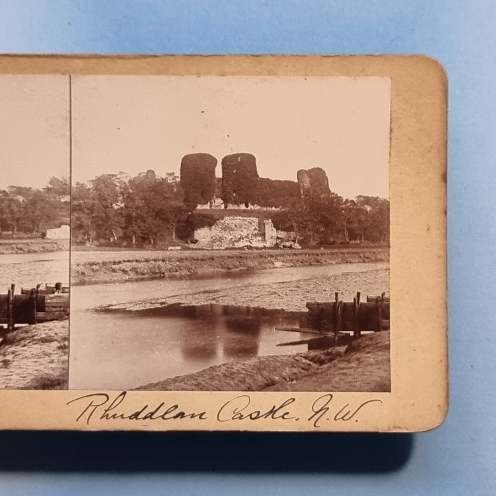 Rhuddlan Denbighshire 3D Stereoview C1880 Real Photo Castle River Wales