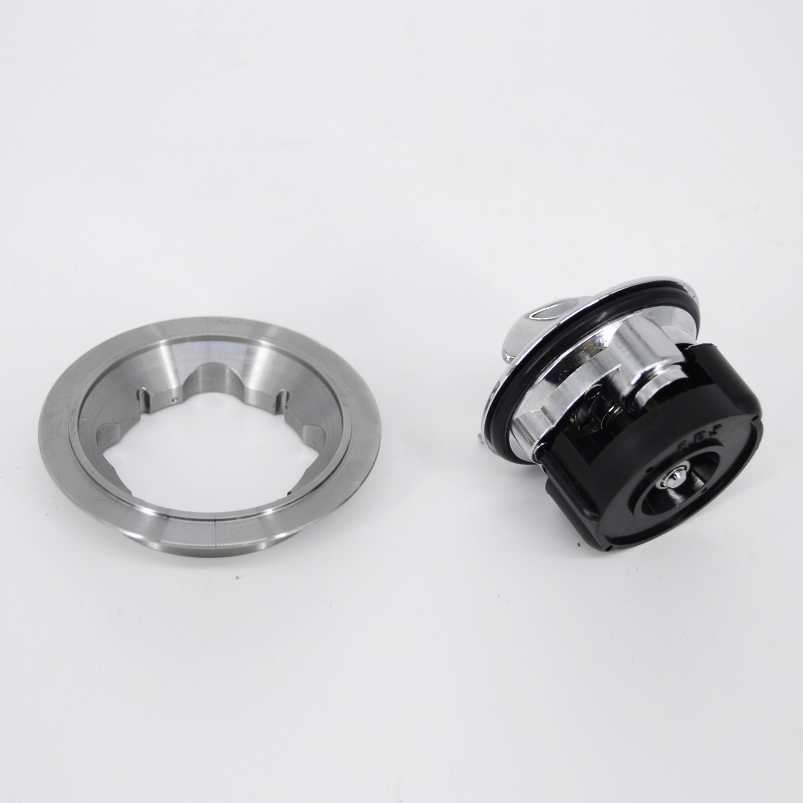 Pair Chrome Gas Caps Aircraft-Style Weld-In Locking Vented & Non-vented Set