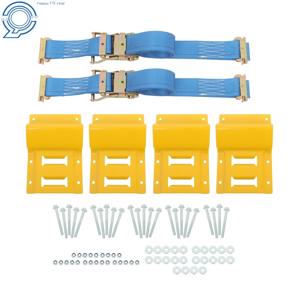 Wheel Chock Tie-Down Kit 4PCS E Wheel Chock 2PCS 7.5' Tie-Down Strap For ATV UTV