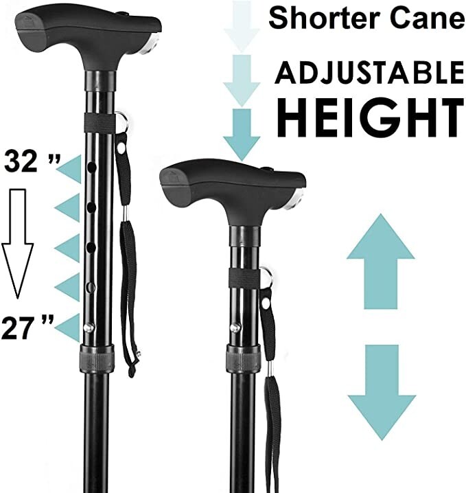 Self-Standing Cane, Short Cane, Best Walking Cane, Adjustable, Foldable