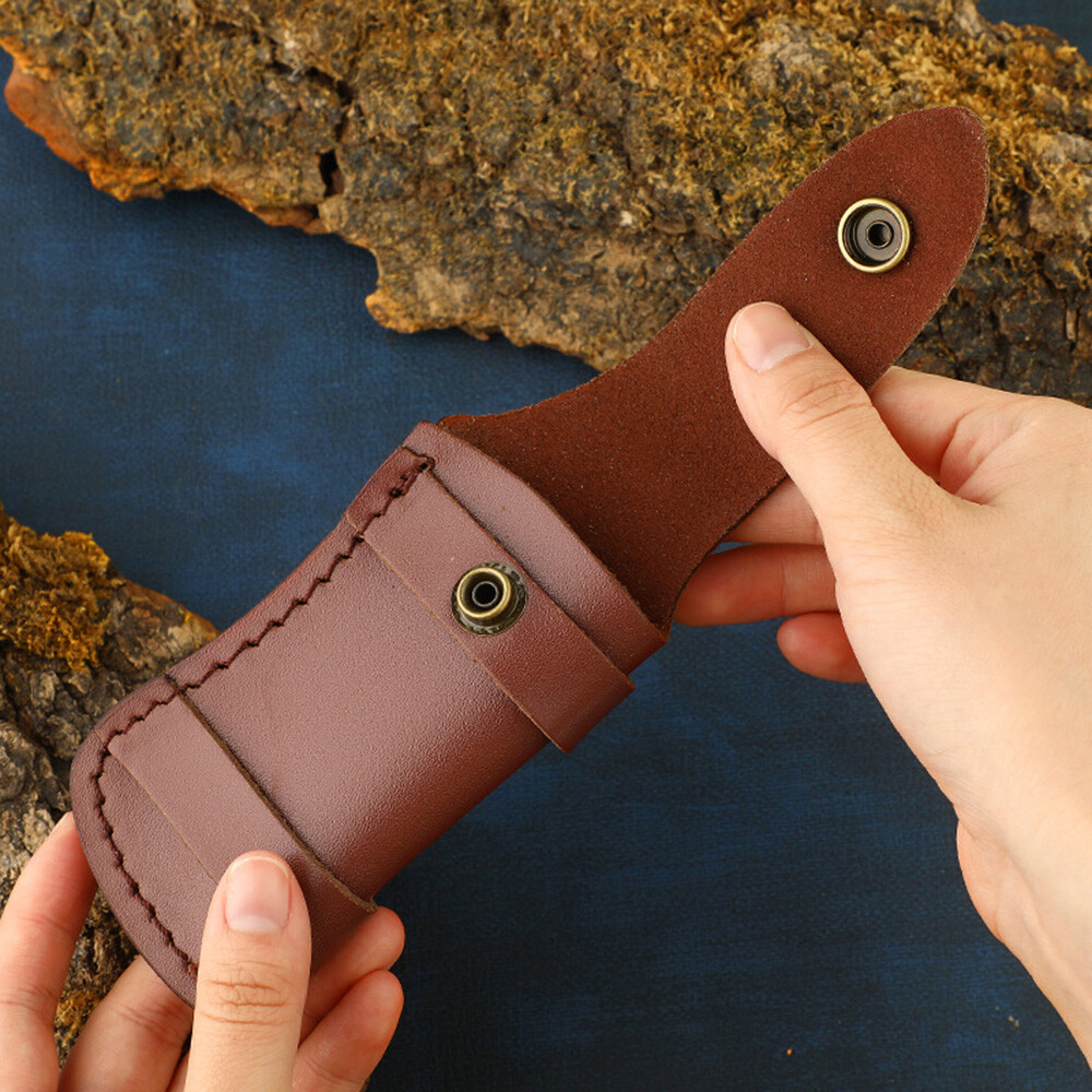 Hand Made Carved Cow Leather Sheath For Folding Knife Cover Pouch Belt Clip US