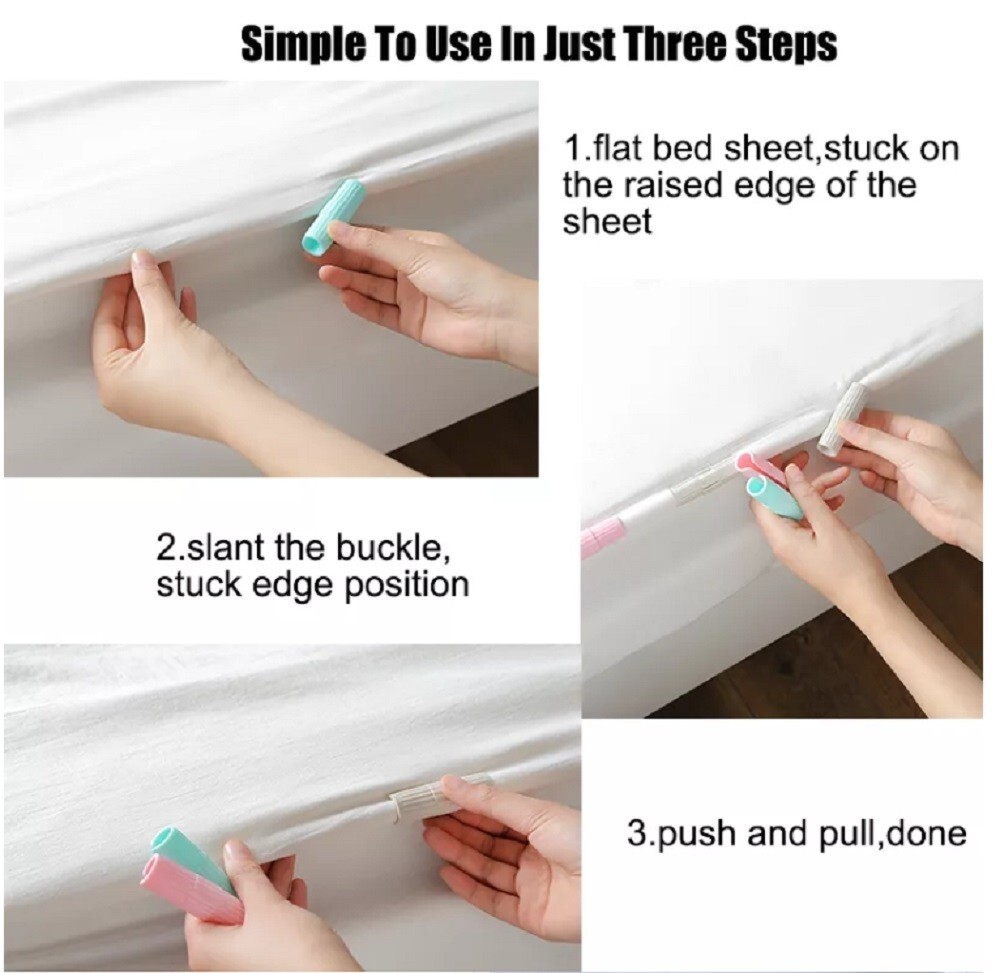 24-Piece Bed Sheet Holder Clips - Plastic Grippers Fasteners to Keep Sheets Snug